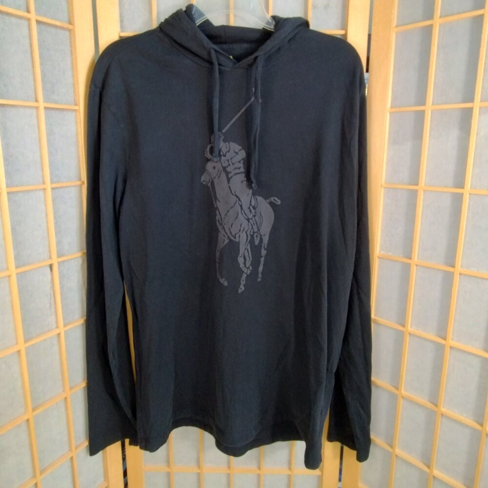 Polo Ralph Lauren Big Pony Jersey Hooded T-Shirt Black Size M